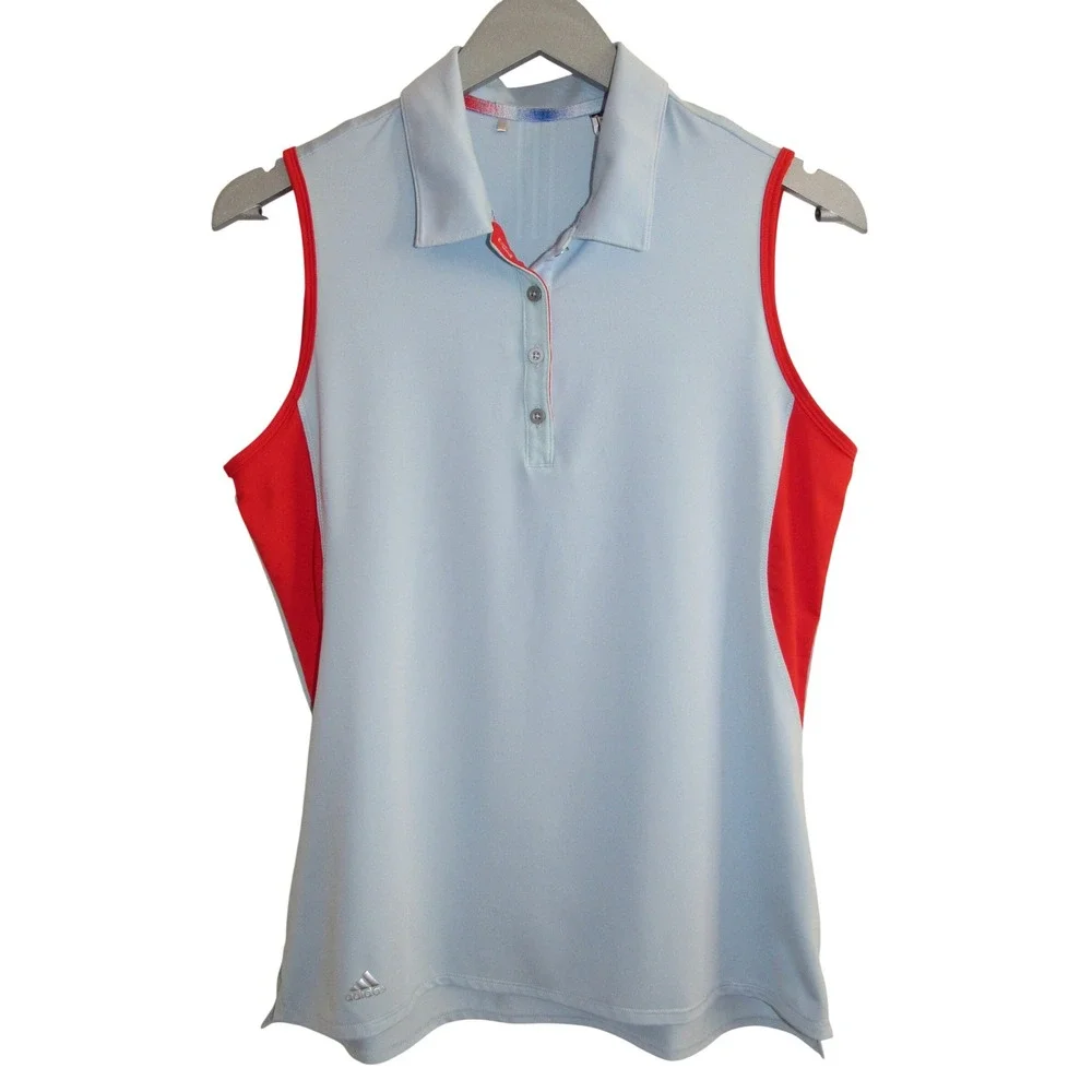 Adidas Sleeveless Golf Polo Shirt Sz M Blue Tank Pickleball Tennis Active Top - Picture 1 of 6